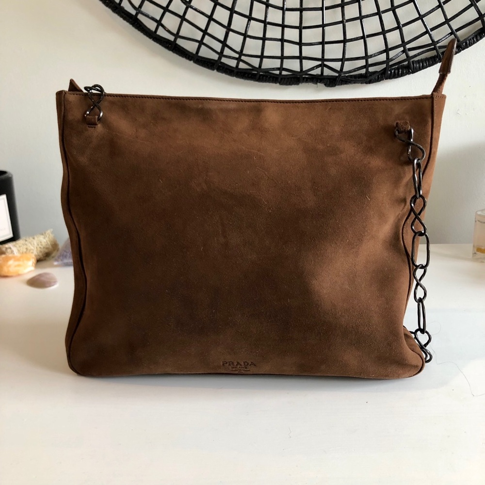 Prada Brown Suede Shoulder Bag